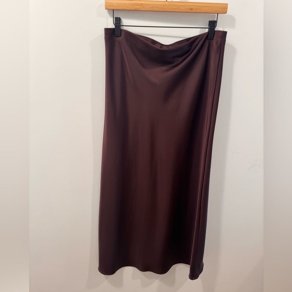 Zara Satin Effect Midi Skirt - Deep Wine - Picture 3 of 4